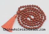 GMN1008 Hand-knotted 8mm, 10mm matte red jasper 108 beads mala necklaces with tassel