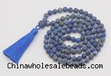 GMN1026 Hand-knotted 8mm, 10mm matte lapis lazuli 108 beads mala necklaces with tassel