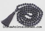 GMN1028 Hand-knotted 8mm, 10mm matte amethyst 108 beads mala necklaces with tassel