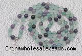 GMN1120 Hand-knotted 8mm, 10mm fluorite 108 beads mala necklaces with charm