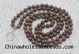 GMN1129 Hand-knotted 8mm, 10mm bronzite 108 beads mala necklaces with charm