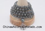 GMN1139 Hand-knotted 8mm, 10mm labradorite 108 beads mala necklaces with charm