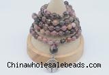 GMN1145 Hand-knotted 8mm, 10mm rhodonite 108 beads mala necklaces with charm