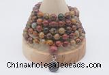 GMN1158 Hand-knotted 8mm, 10mm picasso jasper 108 beads mala necklaces with charm