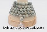 GMN1162 Hand-knotted 8mm, 10mm artistic jasper 108 beads mala necklaces with charm