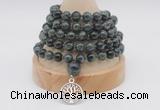 GMN1164 Hand-knotted 8mm, 10mm kambaba jasper 108 beads mala necklaces with charm