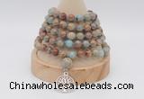 GMN1166 Hand-knotted 8mm, 10mm serpentine jasper 108 beads mala necklaces with charm
