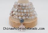 GMN1188 Hand-knotted 8mm, 10mm montana agate 108 beads mala necklaces with charm