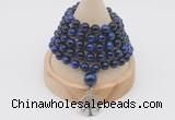 GMN1228 Hand-knotted 8mm, 10mm blue tiger eye 108 beads mala necklaces with charm