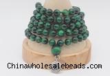 GMN1229 Hand-knotted 8mm, 10mm green tiger eye 108 beads mala necklaces with charm
