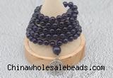 GMN1236 Hand-knotted 8mm, 10mm amethyst 108 beads mala necklaces with charm