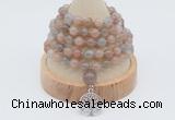 GMN1253 Hand-knotted 8mm, 10mm moonstone 108 beads mala necklaces with charm