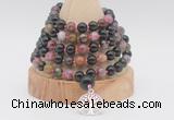 GMN1258 Hand-knotted 8mm, 10mm tourmaline 108 beads mala necklaces with charm