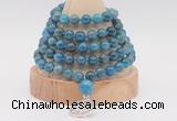 GMN1259 Hand-knotted 8mm, 10mm apatite 108 beads mala necklaces with charm