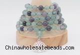 GMN1260 Hand-knotted 8mm, 10mm fluorite 108 beads mala necklaces with charm
