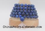 GMN1277 Hand-knotted 8mm, 10mm lapis lazuli 108 beads mala necklaces with charm