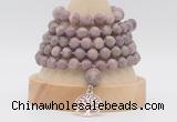 GMN1280 Hand-knotted 8mm, 10mm lepidolite 108 beads mala necklace with charm