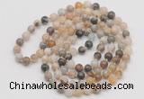 GMN134 Hand-knotted 6mm bamboo leaf agate 108 beads mala necklaces