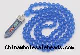 GMN1406 Hand-knotted 8mm candy jade 108 beads mala necklace with pendant