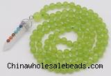 GMN1408 Hand-knotted 8mm candy jade 108 beads mala necklace with pendant