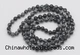 GMN141 Hand-knotted 6mm snowflake obsidian 108 beads mala necklaces