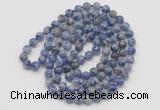 GMN143 Hand-knotted 6mm blue spot stone 108 beads mala necklaces