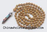 GMN1442 Hand-knotted 8mm, 10mm wooden jasper 108 beads mala necklace with pendant
