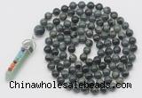 GMN1446 Hand-knotted 8mm, 10mm kambaba jasper 108 beads mala necklace with pendant