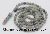 GMN1460 Hand-knotted 8mm, 10mm seaweed quartz 108 beads mala necklace with pendant