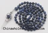 GMN1473 Hand-knotted 8mm, 10mm sodalite 108 beads mala necklace with pendant