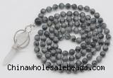 GMN1476 Hand-knotted 8mm, 10mm eagle eye jasper 108 beads mala necklace with pendant