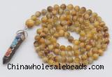 GMN1485 Hand-knotted 8mm, 10mm golden tiger eye 108 beads mala necklace with pendant