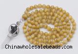GMN1486 Hand-knotted 8mm, 10mm golden tiger eye 108 beads mala necklace with pendant