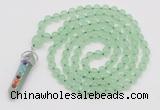 GMN1504 Hand-knotted 8mm candy jade 108 beads mala necklace with pendant