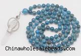GMN1547 Hand-knotted 8mm, 10mm apatite 108 beads mala necklace with pendant
