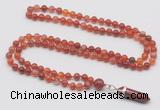 GMN1606 Hand-knotted 6mm fire agate 108 beads mala necklace with pendant