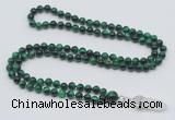 GMN1619 Hand-knotted 6mm green tiger eye 108 beads mala necklace with pendant