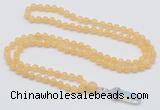 GMN1635 Hand-knotted 6mm honey jade 108 beads mala necklace with pendant