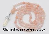 GMN1636 Hand-knotted 6mm pink aventurine 108 beads mala necklace with pendant