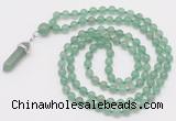 GMN1648 Hand-knotted 6mm green aventurine 108 beads mala necklaces with pendant