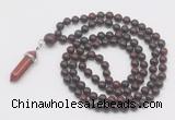 GMN1659 Hand-knotted 6mm brecciated jasper 108 beads mala necklaces with pendant
