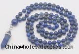 GMN1668 Hand-knotted 6mm lapis lazuli 108 beads mala necklaces with pendant