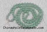 GMN2201 Hand-knotted 8mm, 10mm matte green aventurine 108 beads mala necklaces with charm