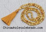 GMN221 Hand-knotted 6mm golden tiger eye 108 beads mala necklaces with tassel