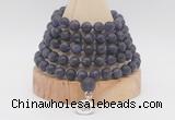 GMN2220 Hand-knotted 8mm, 10mm matte amethyst 108 beads mala necklace with charm