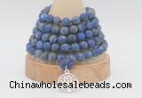 GMN2229 Hand-knotted 8mm, 10mm matte lapis lazuli 108 beads mala necklace with charm