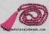 GMN223 Hand-knotted 6mm red tiger eye 108 beads mala necklaces with tassel