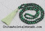 GMN224 Hand-knotted 6mm green tiger eye 108 beads mala necklaces with tassel