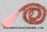 GMN228 Hand-knotted 6mm fire agate 108 beads mala necklaces with tassel