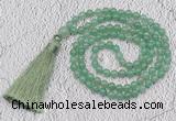 GMN231 Hand-knotted 6mm green aventurine 108 beads mala necklaces with tassel